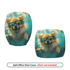 2-Piece Dog Underwater Fun Art Cute  Computer Chair Cover Set, Seat and Backrest