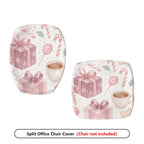 2-Piece Christmas festive gift coffee candy  Computer Chair Cover Set, Seat and Backrest