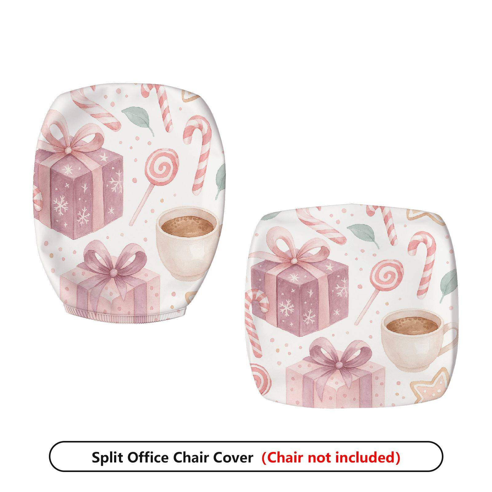 2-Piece Christmas festive gift coffee candy  Computer Chair Cover Set, Seat and Backrest