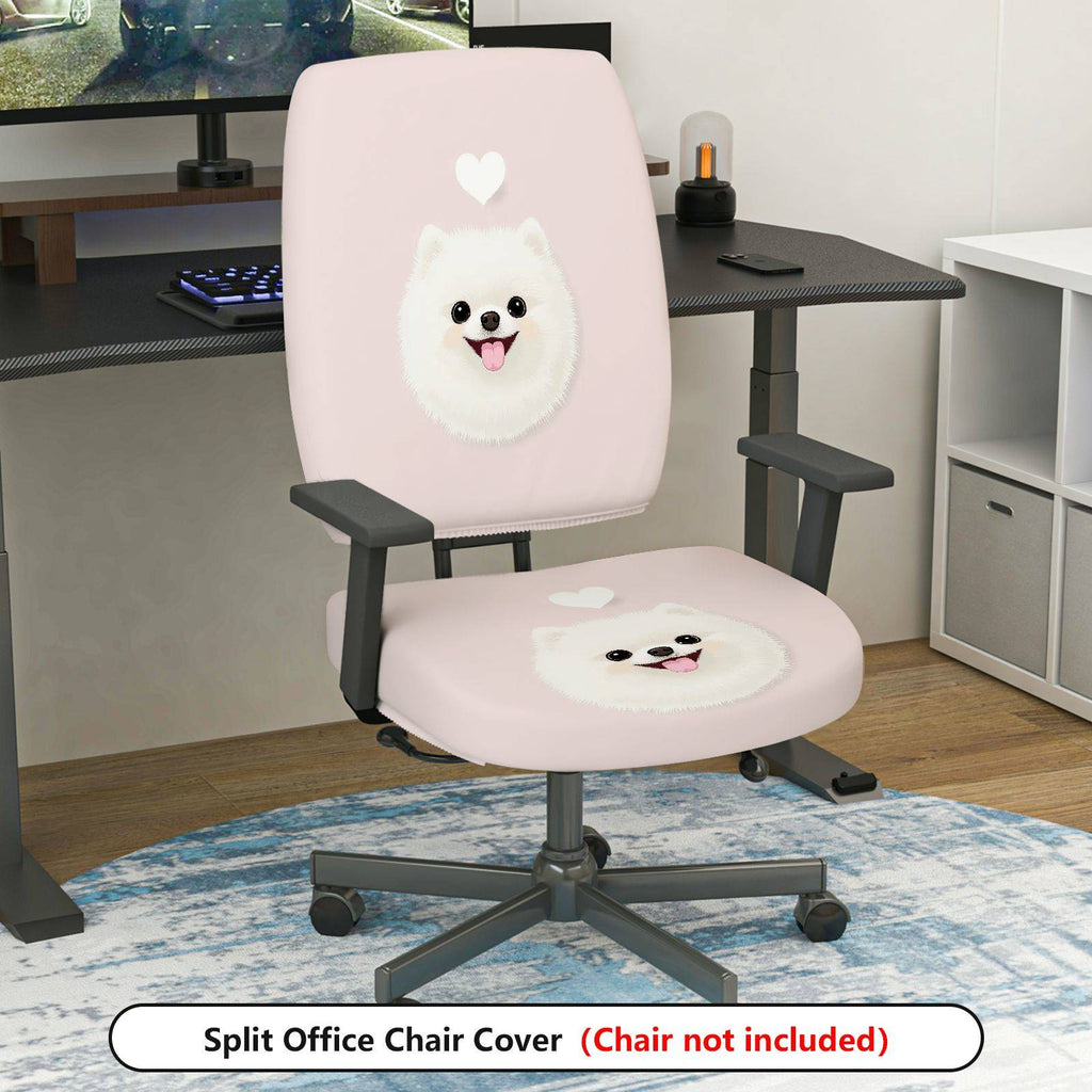2-Piece Cute Dog Heart Pink Cozy Fun  Computer Chair Cover Set, Seat and Backrest