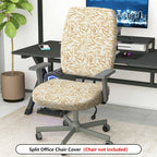 2-Piece Abstract Golden Leaves Pattern Decorative  Computer Chair Cover Set, Seat and Backrest