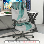 2-Piece Abstract Feather Leaf Print Pattern  Computer Chair Cover Set, Seat and Backrest