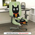 2-Piece Cat Plant Animal Cute Fun Creative  Computer Chair Cover Set, Seat and Backrest