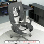 2-Piece Cute Cat Starry Sky Gray Black  Computer Chair Cover Set, Seat and Backrest