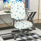 2-Piece Floral Pattern Blue Cornflower  Computer Chair Cover Set, Seat and Backrest