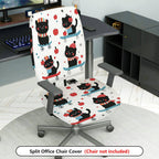 2-Piece Cute Skating Cat Apple Pattern  Computer Chair Cover Set, Seat and Backrest