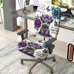 2-Piece Cute Cow Butterfly Floral  Computer Chair Cover Set, Seat and Backrest