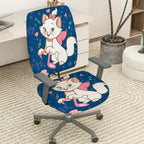 2-Piece Cute cat blue pink heart music bow  Computer Chair Cover Set, Seat and Backrest