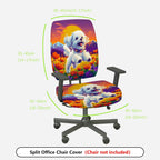 2-Piece Cute Dog Mountain Sunset Flowers Colorful  Computer Chair Cover Set, Seat and Backrest