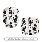 2-Piece Black cat bow paw print  Computer Chair Cover Set, Seat and Backrest
