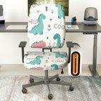 2-Piece Cute Dinosaur Pattern Colorful Fun Playful  Computer Chair Cover Set, Seat and Backrest