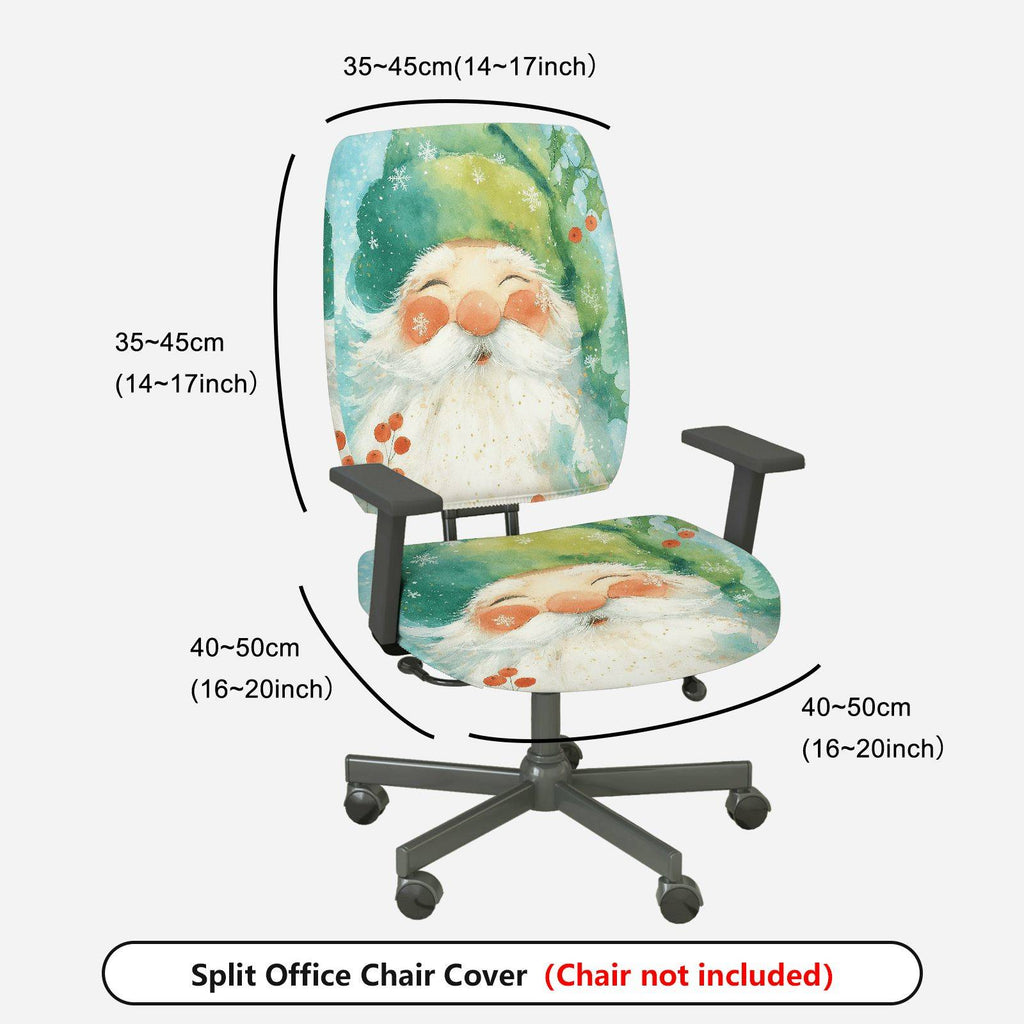 2-Piece Christmas Winter Santa Claus Snowflakes Festive Decorative  Computer Chair Cover Set, Seat and Backrest