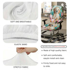 2-Piece Floral Dog Pattern Colorful Cute Relaxing  Computer Chair Cover Set, Seat and Backrest