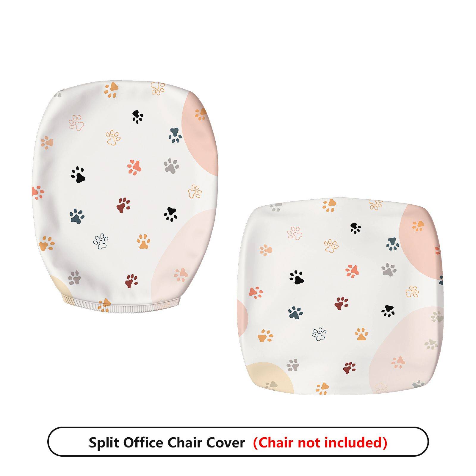 2-Piece Cat Paw Pattern  Computer Chair Cover Set, Seat and Backrest