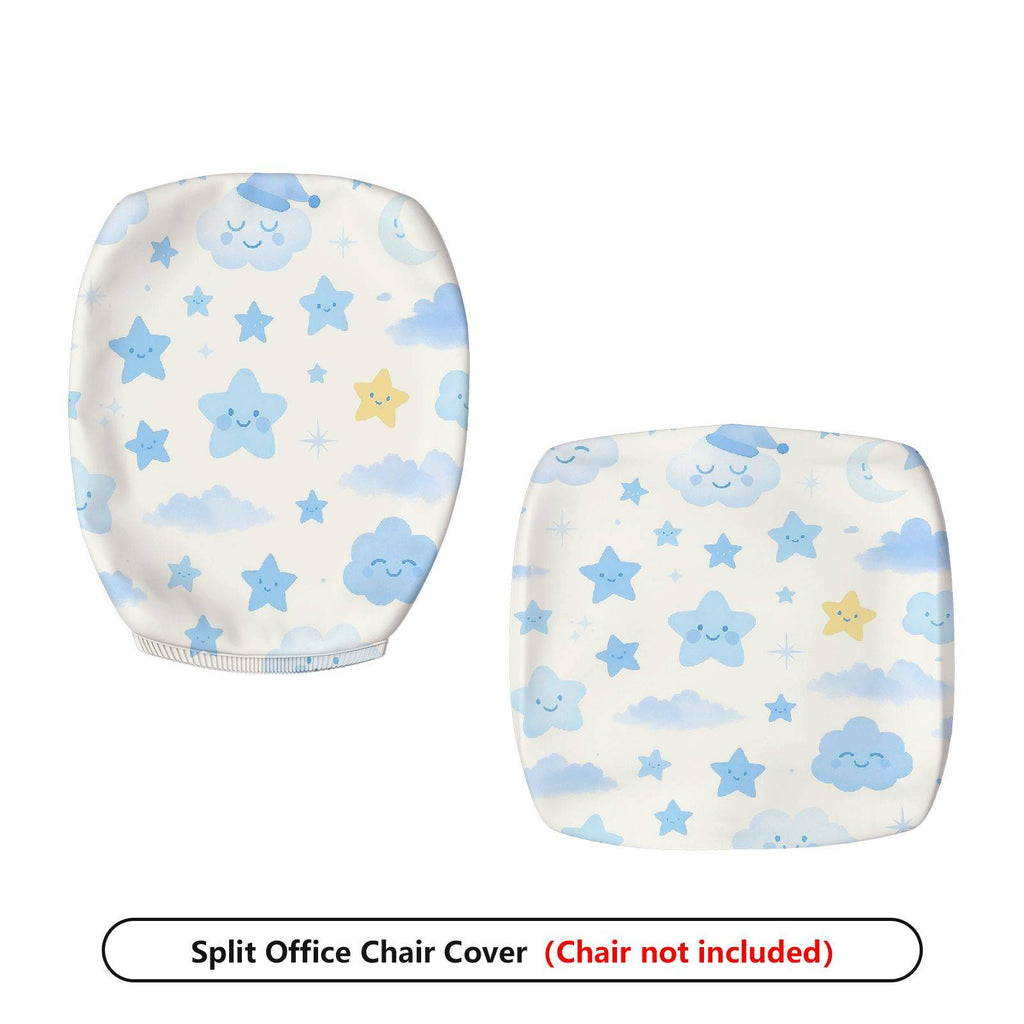 2-Piece Cute Sky Star Cloud Moon  Computer Chair Cover Set, Seat and Backrest