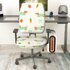 2-Piece Dog Strawberry Carrot Bow  Computer Chair Cover Set, Seat and Backrest