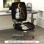 2-Piece Moonlight Cat Lovers Stars Hearts Cosmic  Computer Chair Cover Set, Seat and Backrest