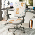 2-Piece Cute Animal Moon Star Floral  Computer Chair Cover Set, Seat and Backrest