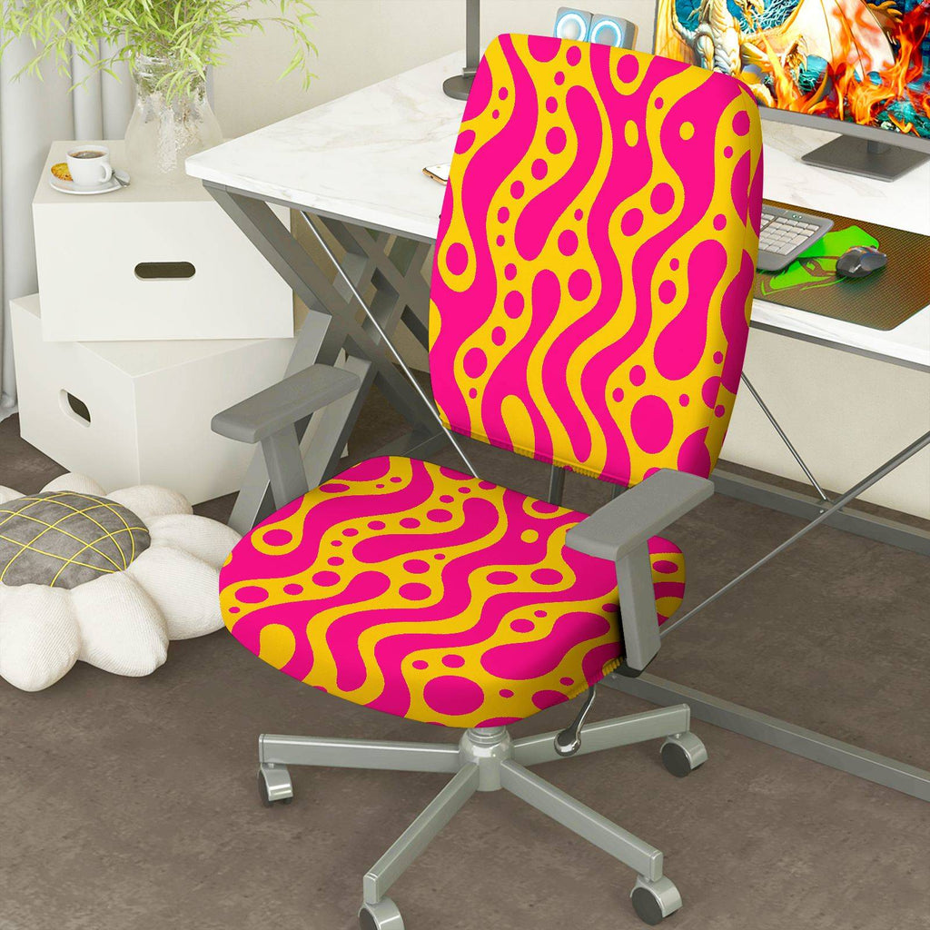 2-Piece Abstract Modern Colorful Vibrant Artistic  Computer Chair Cover Set, Seat and Backrest