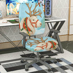 2-Piece Christmas Reindeer Snowy Forest Holiday Decorative  Computer Chair Cover Set, Seat and Backrest