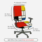 2-Piece Abstract Geometric Modern Colorful Artistic Design  Computer Chair Cover Set, Seat and Backrest