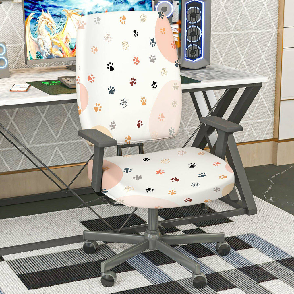 2-Piece Cat Paw Pattern  Computer Chair Cover Set, Seat and Backrest