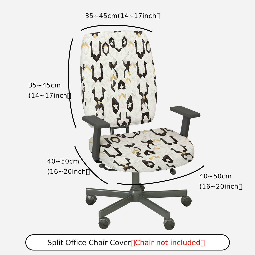 2-Piece Abstract Geometric Star Pattern  Computer Chair Cover Set, Seat and Backrest