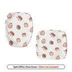 2-Piece Hedgehog Animal Pattern Cute Fun Whimsical  Computer Chair Cover Set, Seat and Backrest