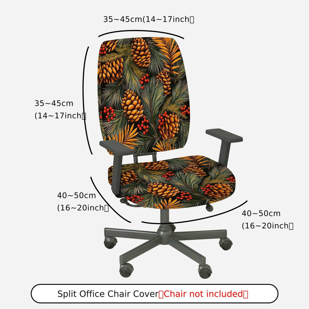 2-Piece Christmas Pinecone Berry Greenery  Computer Chair Cover Set, Seat and Backrest