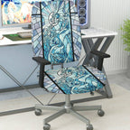2-Piece Abstract Geometric Art Stained Glass Unicorn Blue  Computer Chair Cover Set, Seat and Backrest
