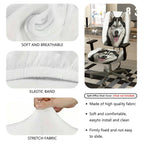 2-Piece Cute Husky Dog Animal Print Stretch  Computer Chair Cover Set, Seat and Backrest