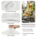 2-Piece Deer Forest Nature Art Animal Wildlife  Computer Chair Cover Set, Seat and Backrest