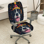2-Piece Dog Party Hat Happy Celebration Cheerful Joyful  Computer Chair Cover Set, Seat and Backrest