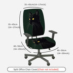 2-Piece Black Cat Animal Novelty Halloween Decorative  Computer Chair Cover Set, Seat and Backrest