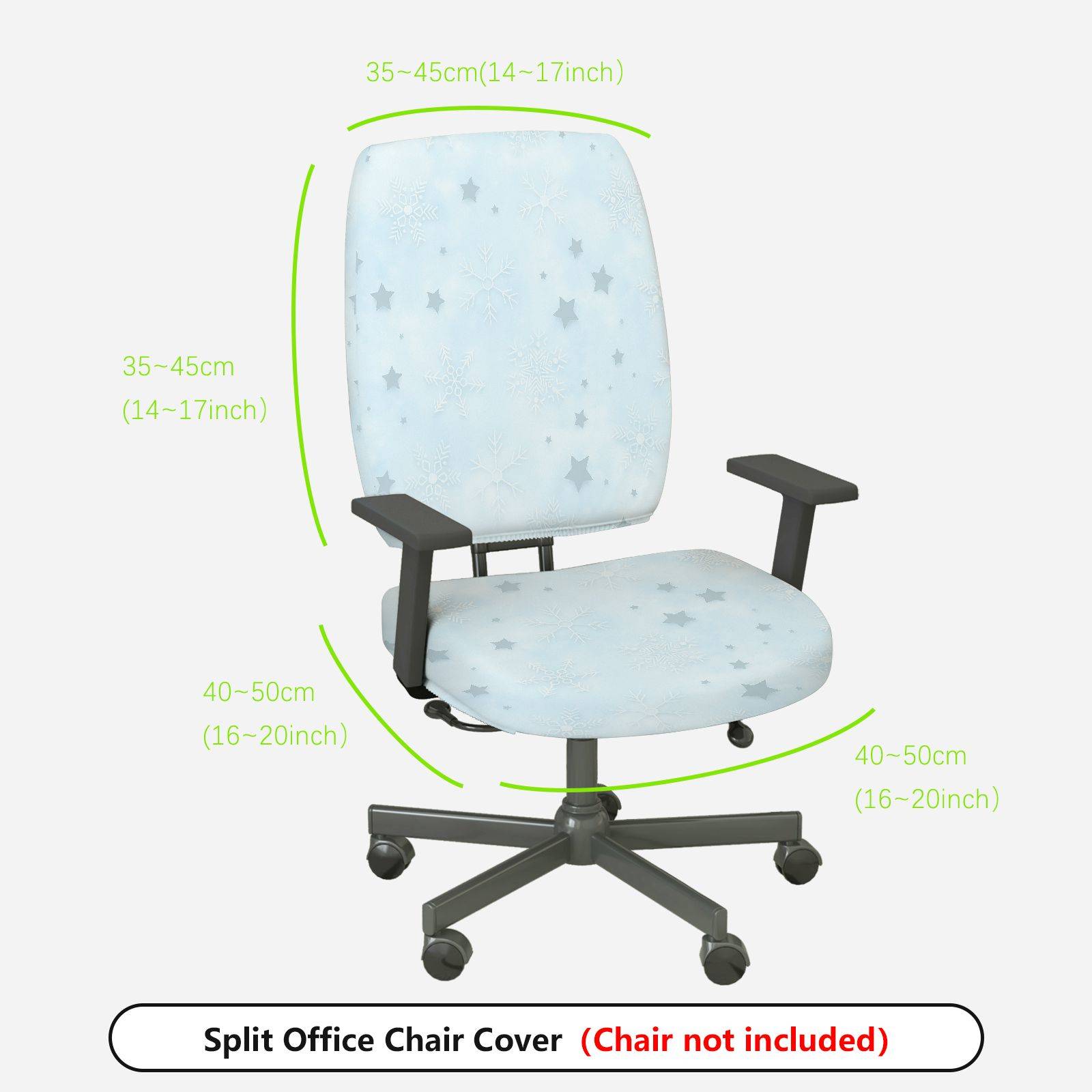 2-Piece Blue Snowflake Star Pattern Winter Christmas  Computer Chair Cover Set, Seat and Backrest