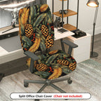 2-Piece Christmas Pinecone Festive Leaf Holiday Seasonal  Computer Chair Cover Set, Seat and Backrest