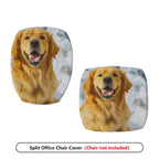 2-Piece Cute Dog Winter Snow Fun Joyful  Computer Chair Cover Set, Seat and Backrest