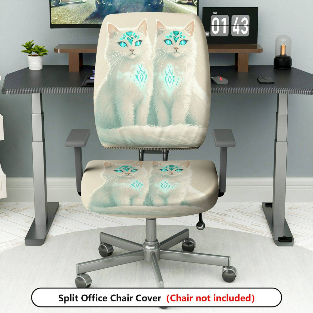 2-Piece Mystic Cat Elegant Pattern Fantasy Animal Unique Design Stylish  Computer Chair Cover Set, Seat and Backrest
