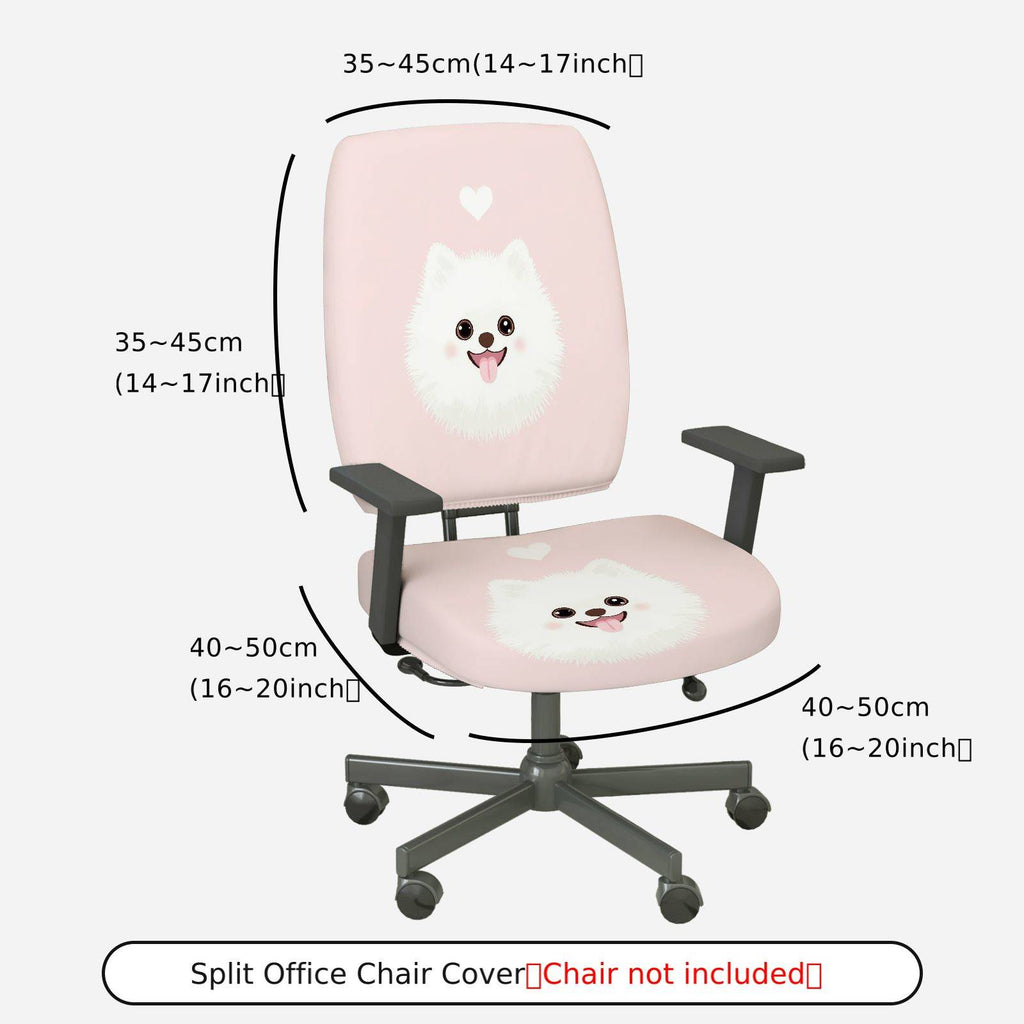 2-Piece Cute Dog Pattern Heart Pink  Computer Chair Cover Set, Seat and Backrest