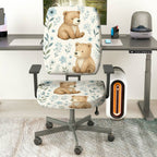 2-Piece Cute Bear Floral Nature Decorative  Computer Chair Cover Set, Seat and Backrest
