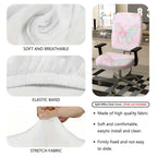 2-Piece Pink Butterfly Pastel Artistic Cheerful Cute  Computer Chair Cover Set, Seat and Backrest