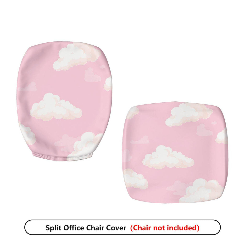 2-Piece Pink Cloud Sky Dreamy Cute Pastel  Computer Chair Cover Set, Seat and Backrest