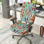 2-Piece Christmas Dog Candy Snowflake Tree  Computer Chair Cover Set, Seat and Backrest