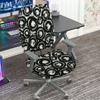 2-Piece Abstract Art Black White Circles  Computer Chair Cover Set, Seat and Backrest