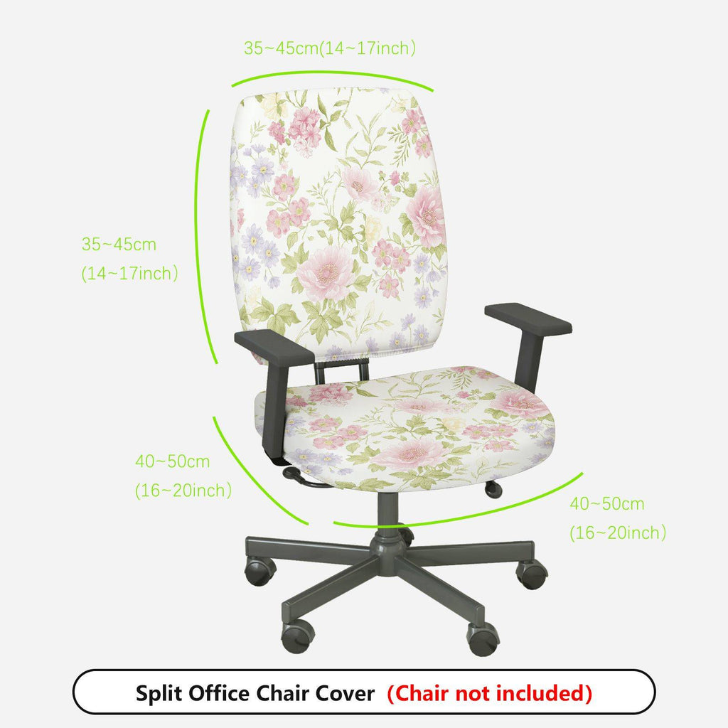 2-Piece Floral Pastel Botanical Spring Garden Nature  Computer Chair Cover Set, Seat and Backrest
