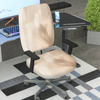 2-Piece Abstract Modern Neutral Beige Swirl  Computer Chair Cover Set, Seat and Backrest