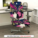 2-Piece Night Street Cat Moonlight Festival Romantic  Computer Chair Cover Set, Seat and Backrest