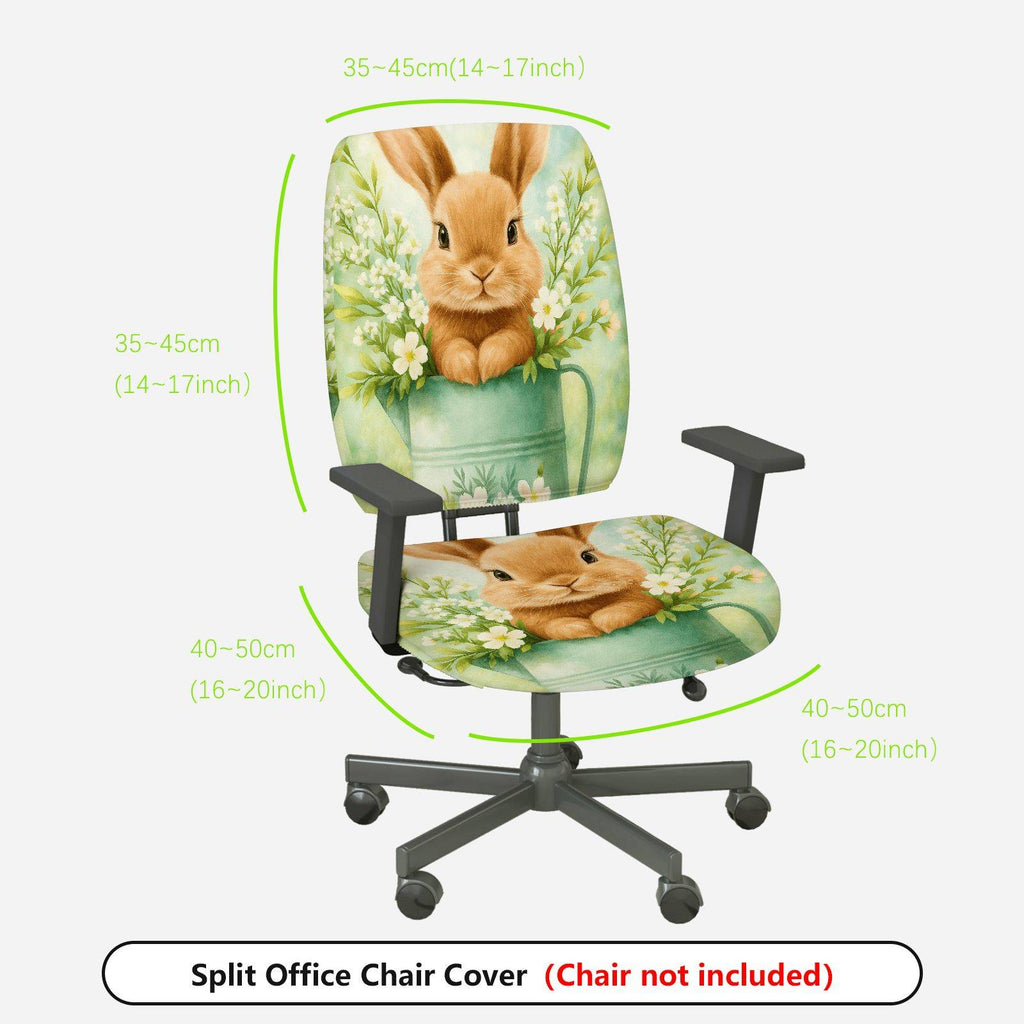 2-Piece Rabbit Floral Decorative Spring Easter Cute  Computer Chair Cover Set, Seat and Backrest