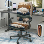 2-Piece Cute Dog Cozy Blanket Star Festive  Computer Chair Cover Set, Seat and Backrest