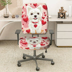 2-Piece Cute Valentine Dog Heart Love Romantic  Computer Chair Cover Set, Seat and Backrest